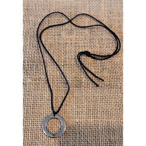 Minimalist Brown Waxed 22" Cord Silver Stainless Circle Gold Circle Stamped